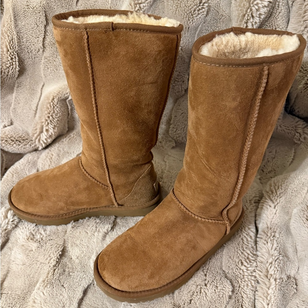 UGG Women's chestnut tall Winter Boots with shearling lining LIKE NEW - Picture 3 of 13
